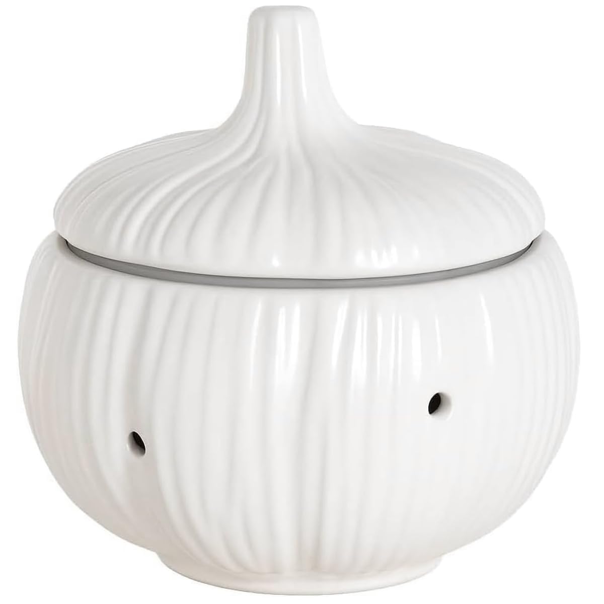 Space Home Ceramic Garlic Keeper with Ventilation Holes - Keeps Garlic Fresh Longer & Prevents Mould - Stylish Garlic Storage Jar for Fridge or Countertop - Decorative Onion Container - Garlic Pot