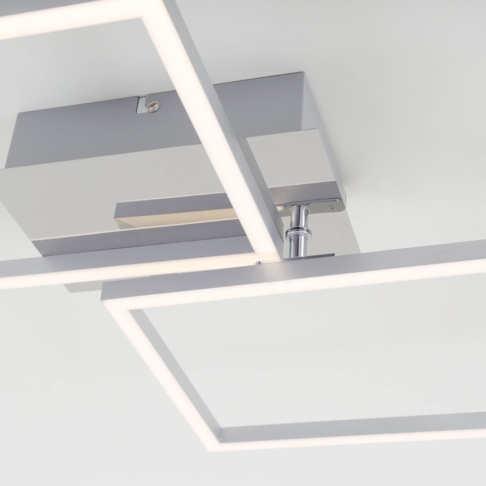 BRILONER - LED Deckenlampe mit Fernbedienung, dimmbar, einstellbar von warmweiß bis neutralweiß, LED Lampe, Deckenleuchte, Wohnzimmerlampe, Schlafzimmerlampe, Küchenlampe, 50x38,8x7,8 cm, Chrom-Alu
