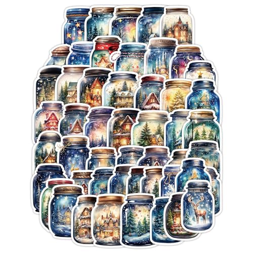 50枚 北欧 クリスマス マジック ジャー ライト デコ ステッカーセット おしゃれ 人気 防水 スーツケース ギター 車 バイク 自転? 水筒 ヘルメット パソコン スマホ ノート デカール スノボ スケートボード 荷物 スマホケース 用