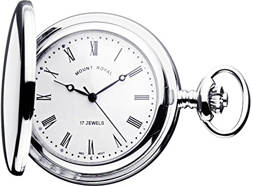 Reloj de bolsillo Full Hunter de I LUV LTD con números romanos, fecha y cadena cromada