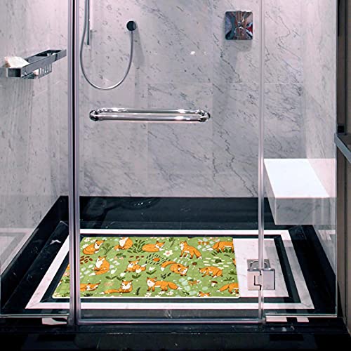 Alfombrilla de baño con ventosas Foxes Green de diseño ergonómico 6