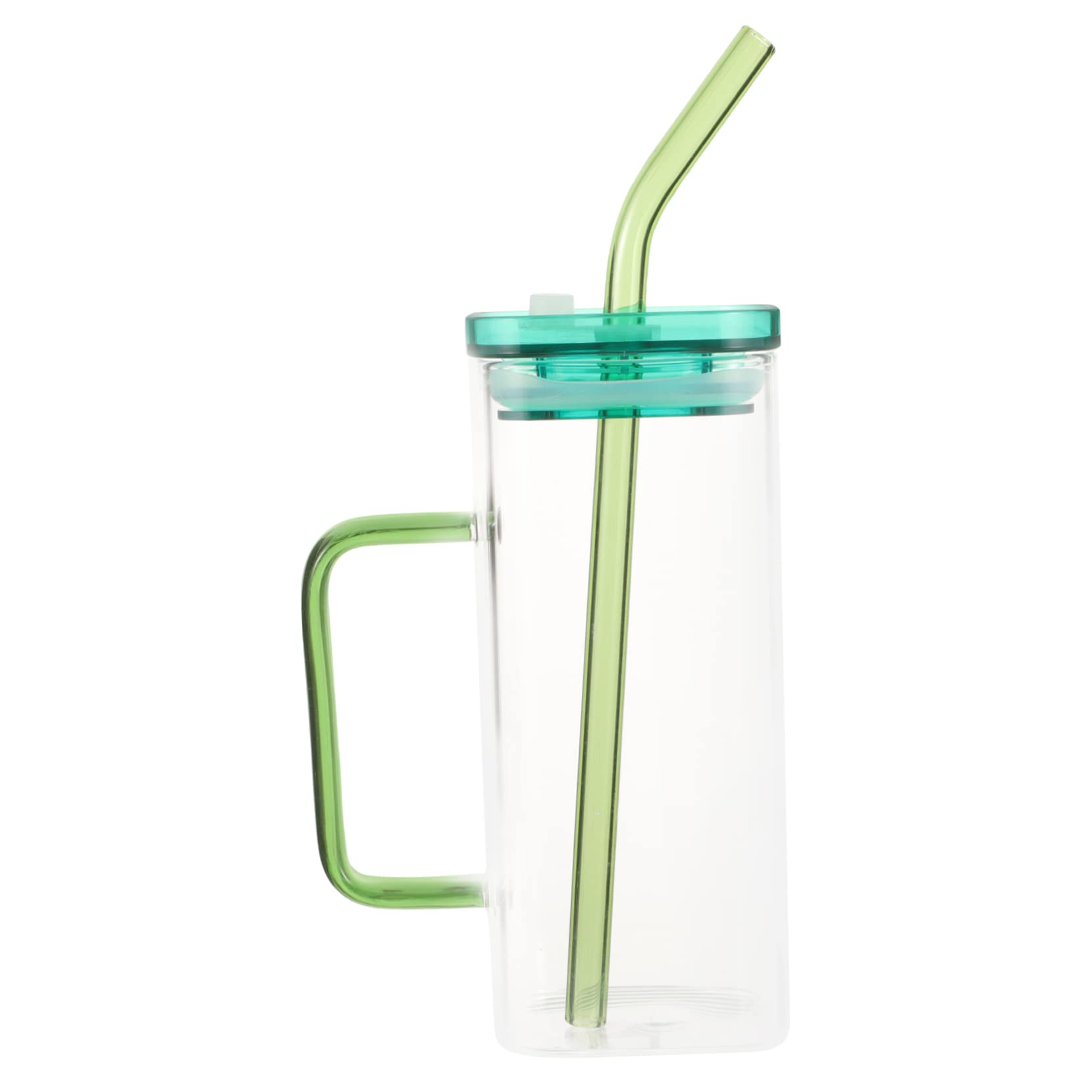 Cabilock Glass Tumbler with Lid and Straw 4 Oz Square High Borosilicate Glass Cup