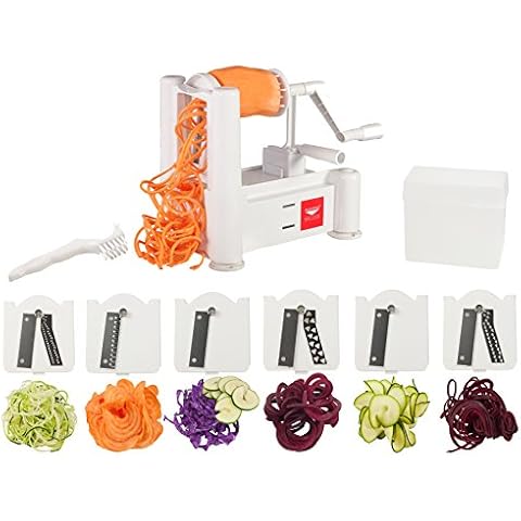 Paderno World Cuisine 6-Blade Spiralizer, White Cover