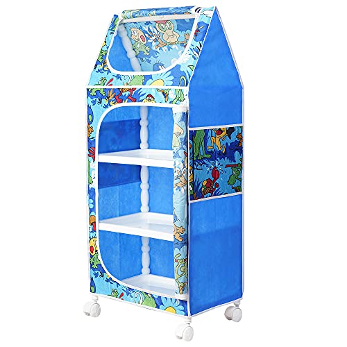 Image of Little One's | 4 Plastic Shelves Baby Wardrobe /Toy Organizer | Jungle Blue | Tb4 /Ab, 109 Cm, 31 Cm, 46 Cm