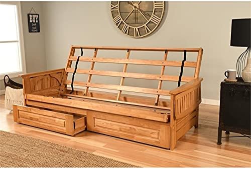 Kodiak Furniture Phoenix Queen Butternut Wood Storage Futon- Charcoal Mattress