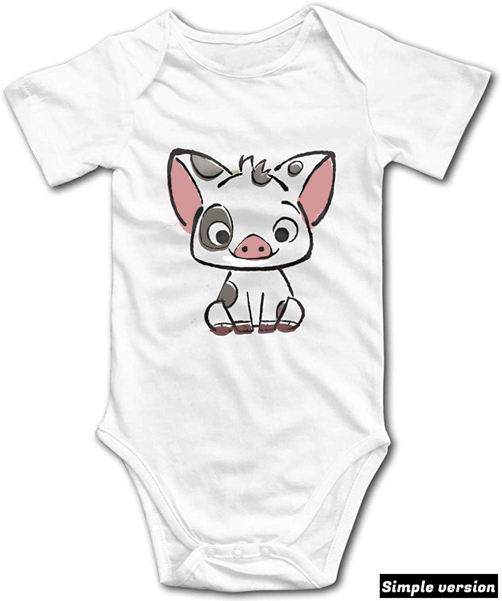 Baby Bodysuit Cute Puaa Pig Jumpsuit Outfits for Boys and Girls, White, 6-12 Months