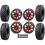 Tusk Set of 32x10-15 Tusk TERRABITE Heavy Duty 8-Ply Radial UTV Tires on UINTA Beadlock Wheels - Compatible...