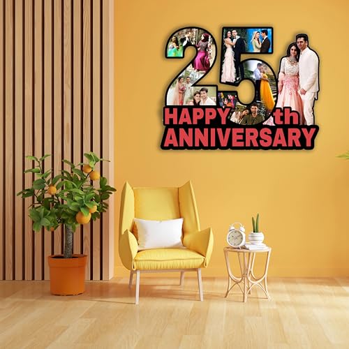 Image of Shri Kant Art 25th Anniversary Photo Frame Collage | Personalized Wedding Anniversary | Romantic Couple Memory Frame | Decorative Wall Art