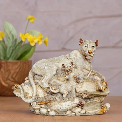 Image of Amazon Brand - Umi Polyresin Lion Family Home Decor Showpiece Width 11 Inch,White