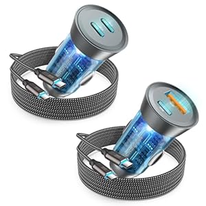 2-Pack 90W USB C Super Fast Car Charger, Dual-Port [PD/PPS 45W & QC 45W] Car Cigarette Lighter USB Charger Adaper for Samsung Galaxy S25 Ultra/S25+/S24 Ultra/S23+/S22,Note 20/10+,Tab S9/S8, iPhone 15…