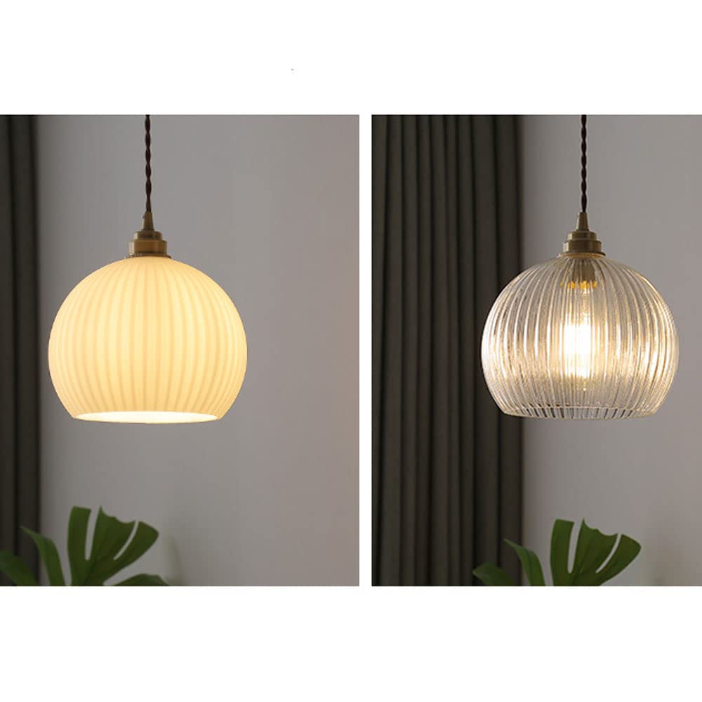Lámpara Colgante de Techo de Cristal Transparente/Mate con Forma de semicírculo, portalámparas de latón Inoxidable E27, Cable Ajustable, lámpara de Techo, lámpara de araña de un Solo Cabezal para