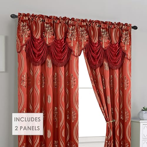 Image of Elegant Comfort Luxurious Beautiful Curtain Panel Set with Attached Valance and Backing (Set of 2), Burgundy 84 inch L x 54 inch W (Pack of 12)