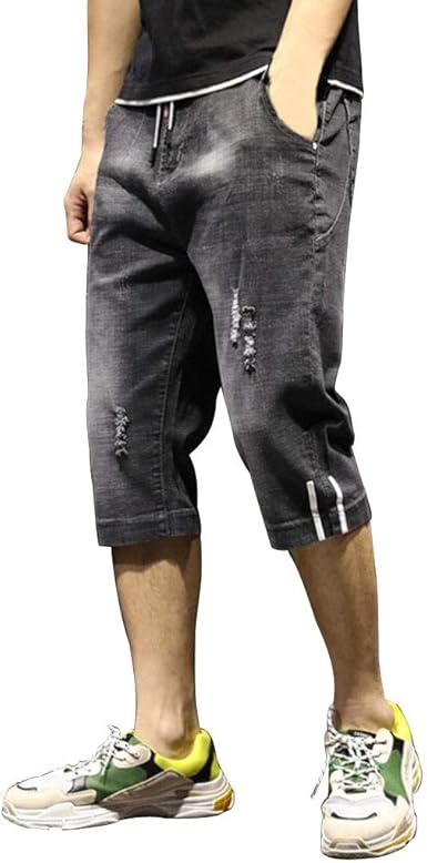 Mens long jean shorts below the knee Clearance