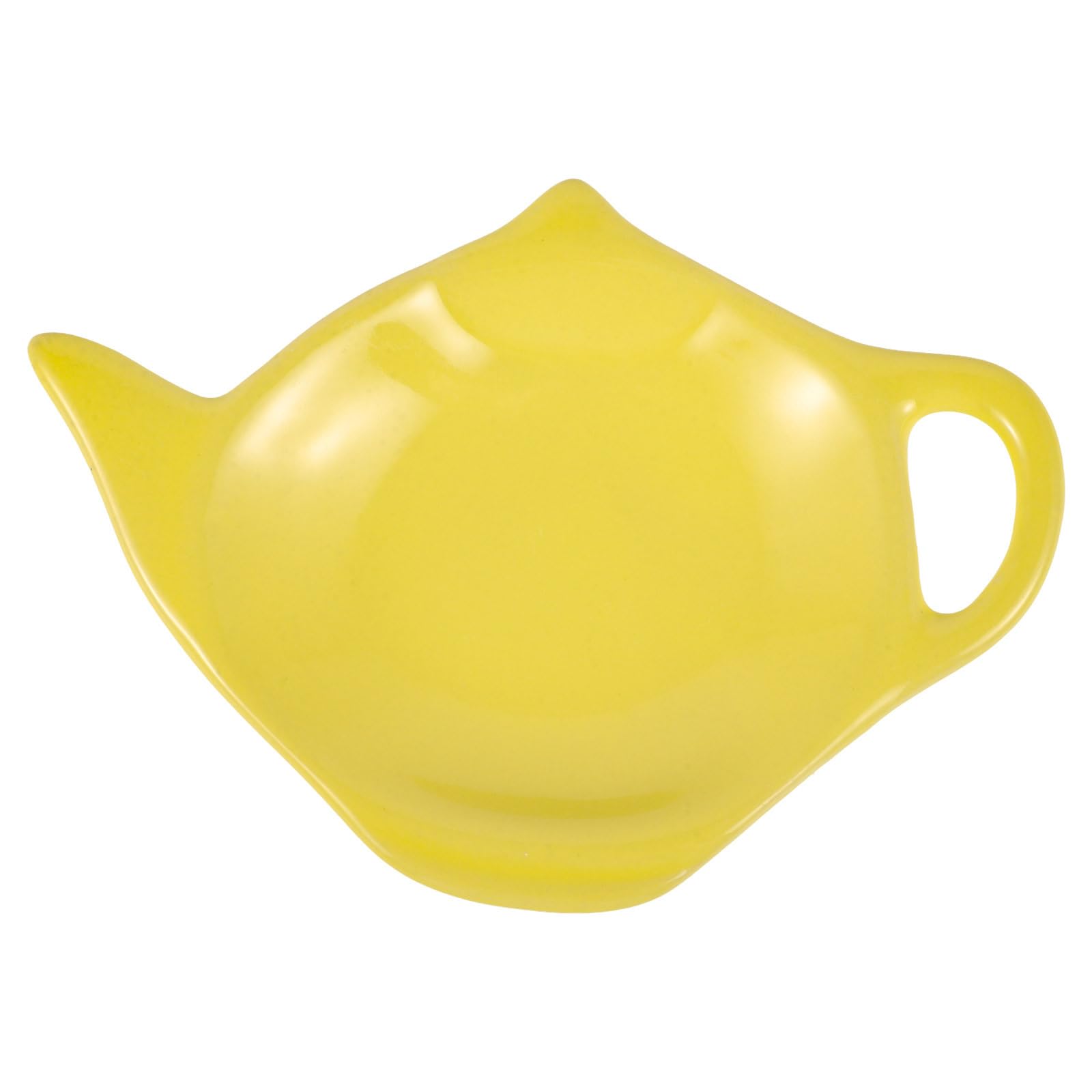 PRETYZOOM Ceramic Tea Bag Holder Coasters: Yellow Teapot-Shaped Spoon Rests Tea Bag Storage Rack Classic Teabag Holder Saucer