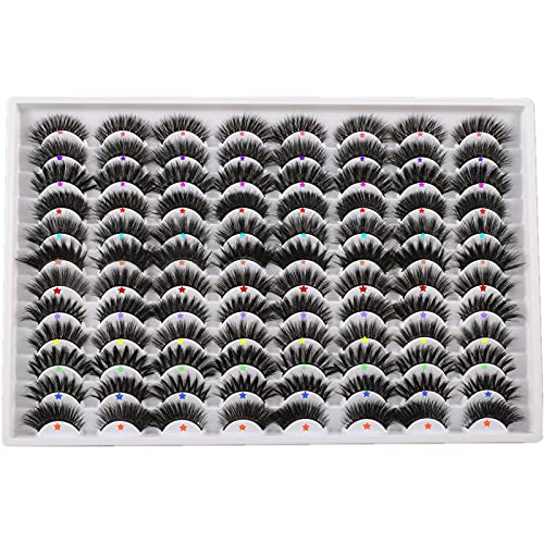 Eyelashes False Lashes 48 Pairs Natural 3D Wholesale Fluffy Faux Mink Lashes Bulk 12 Styles 14-18MM Long Cat Eye Fake Eyelashes Thick Wispy Crossed Strip Eye Lashes by Yawamica