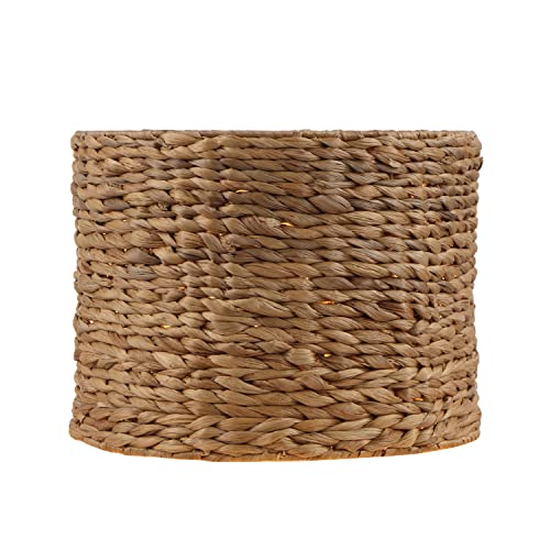 Image of Aspen Creative 31605, Drum Spider Lamp Shade, Water Hyacinth, 12 inch Top x 12 inch Bottom x 9 inch Height