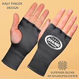 Farabi Sports Boxing Hand Wraps Rękawice wewnętrzne elastyczne na pół palca bez żelowej wyściółki do owijek bokserskich (Black, L/XL)