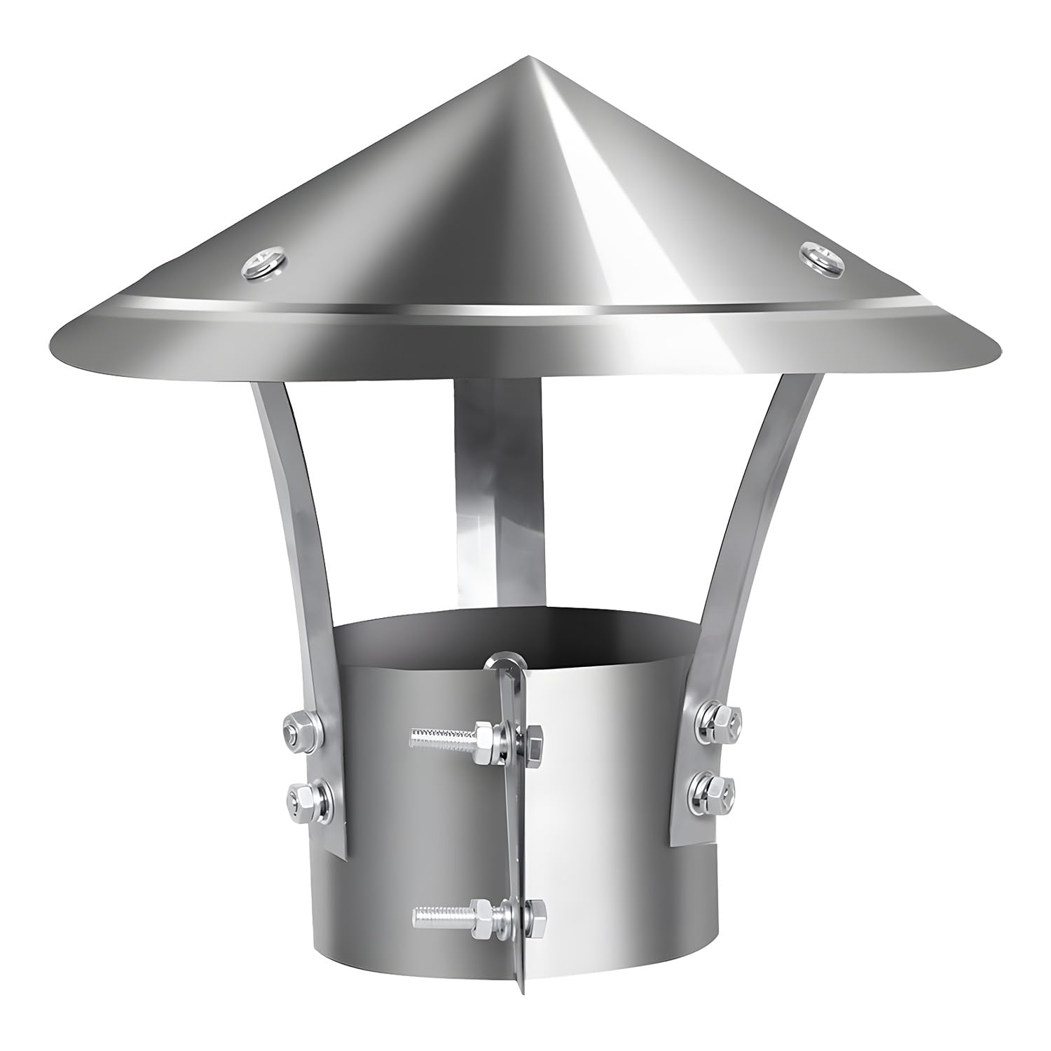 Sombreros para Chimeneas, Acero Inoxidable 201, a Prueba de Viento y Lluvia, Cubierta de Chimenea de 200 mm de Diámetro, Adecuada para Tuberías de 80 mm de Diámetro (Plata)
