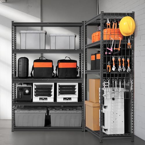 Image of VEVOR Storage Shelves, 2500 lbs, 5 Tier Heavy Duty Garage Shelving, 18 inch D x 48 inch W x 72 inch H Adjustable Metal Shelves for Industrial Shelving Unit Utility Shelf, for Kitchen, Warehouse, Basement, Black