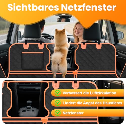 CIYYFVA Hund Autositzbezug Rückbank, 600D Wasserdicht & Kratzfest Hundedecke Auto mit Seitenschutz und Sichtfenster, Universal Autoschondecke Hund rücksitz, Hunde Autodecke