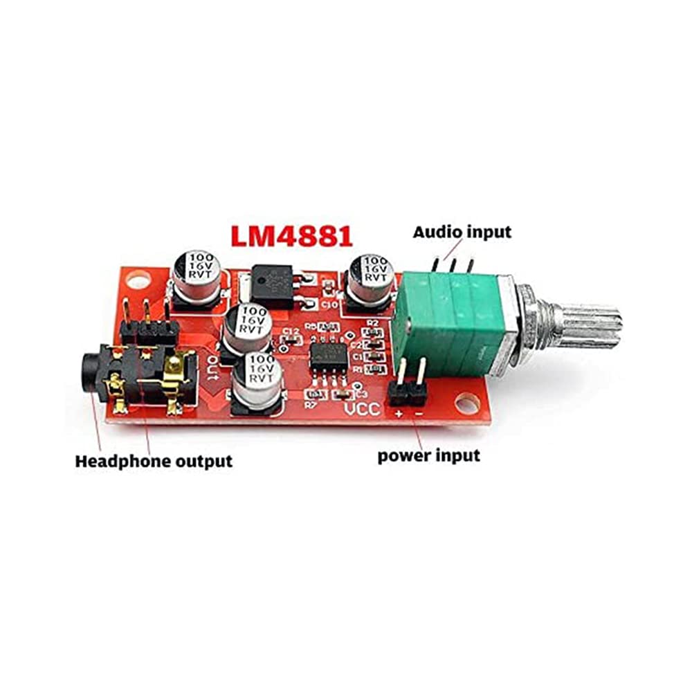 Taidacent DC 3.6v-12v LM4881 amplificador de auriculares 3.5 mm amplificador de auriculares con ajuste de volumen se puede utilizar como preamplificador
