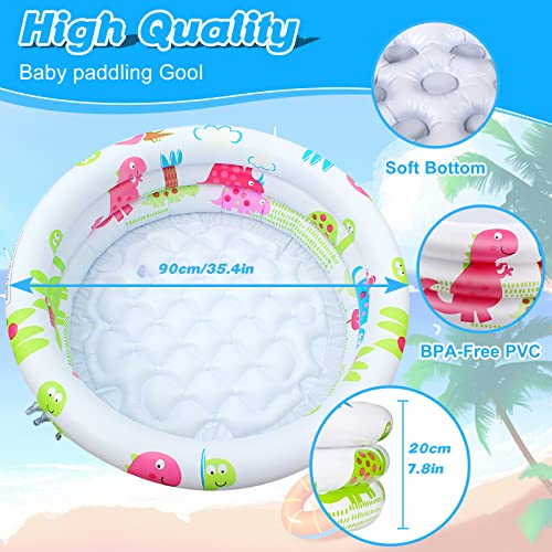 ZeYou Planschbecken, Aufblasbares Kinderpool Babypool Ø 90x28cm Kinder Aufstellpool Aufblasbarem Baby Pool Rund Schwimmbecken Kinder Schwimmbad