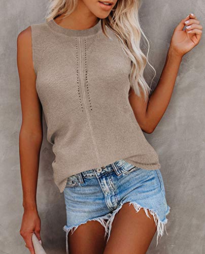 Image of Cutiefox Women's Knit Tank Tops Sleeveless Summer Loose Tie Back Casual Vest Shirts Blouses