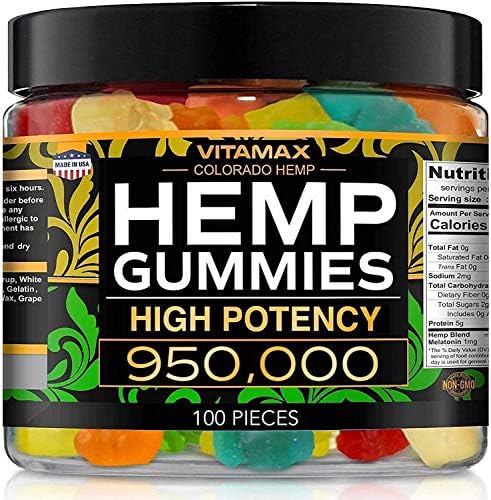 Vitamax Hemp Gummies – High Potency 950,000 – Natural Tasty Fruit Flavors - 100% Made in USA - 100ct