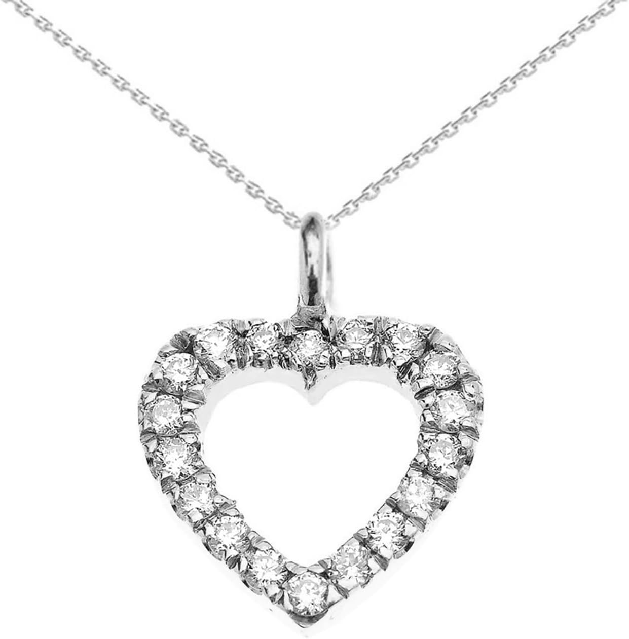 Claddagh Gold 14K Gold Diamond Heart Pendant Necklace Available in Yellow, Rose or White Gold