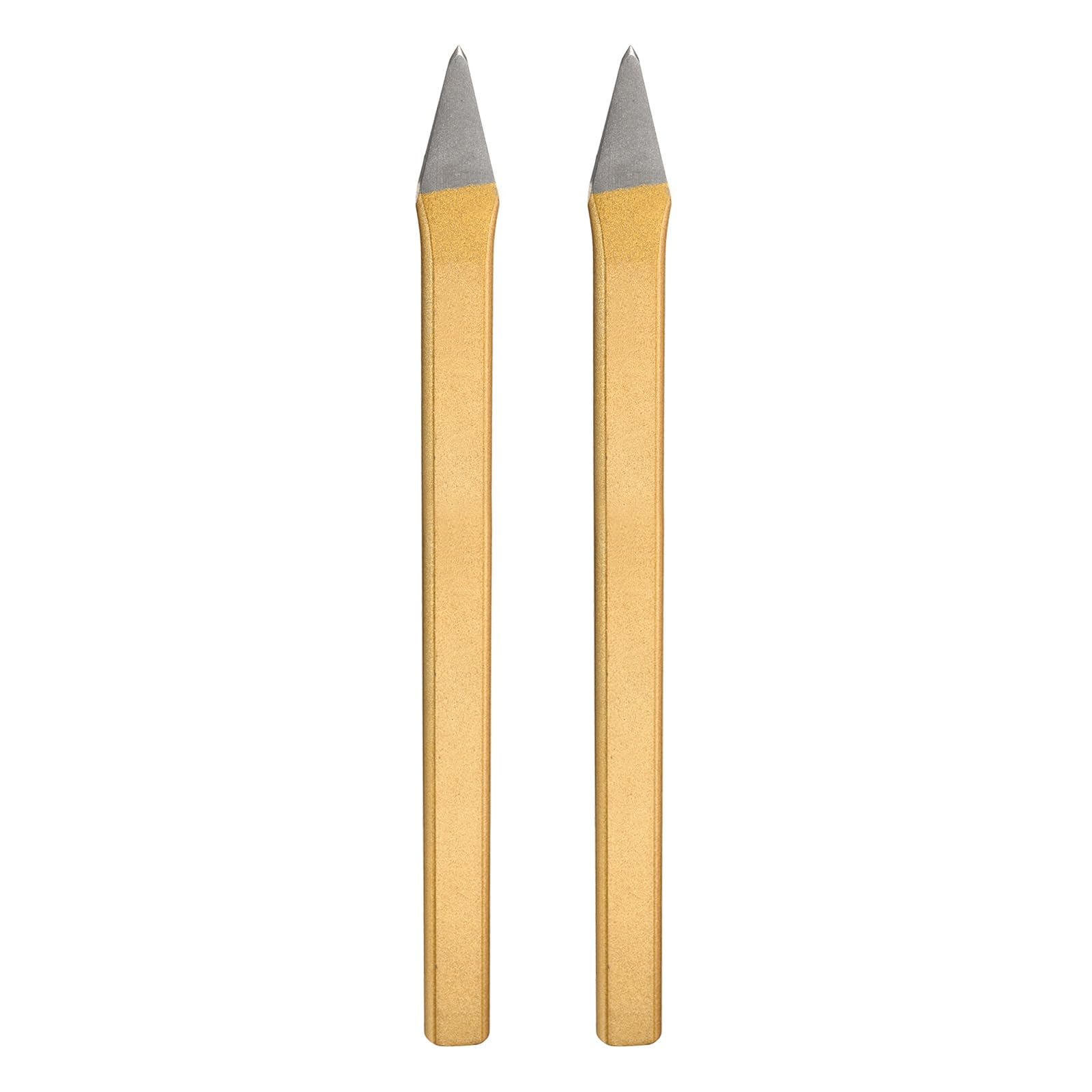 sourcing map 2pcs Cold Chisel 17mm Wide 250mm Long Alloy Steel High Hardness Heat Treated Heavy Duty Point Cold Chisel for Cutting Rivets Iron Steel Bronze Copper Rods Bolts, Gold Gray