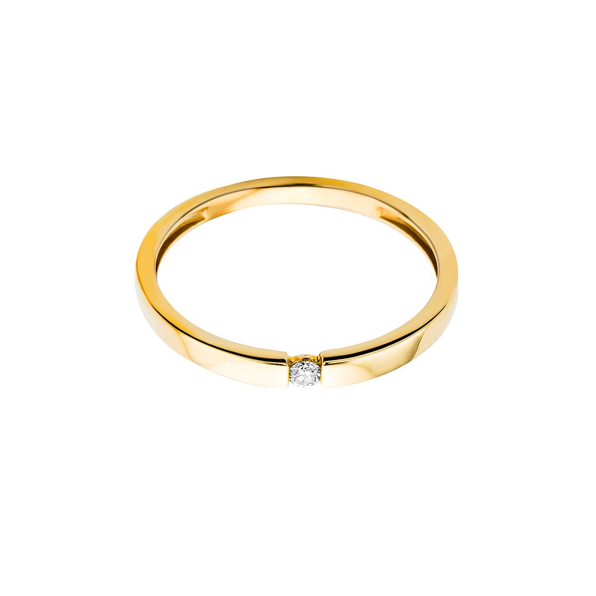 Miore Biżuteria damska 0,03 ct diament pierścionek zaręczynowy z solitaire brylant pierścionek z białego złota / żółtego złota 9 karatów / złoto 375 e 9 karatów (375) żółte złoto, 48 (15.3), cod. MIN919R48