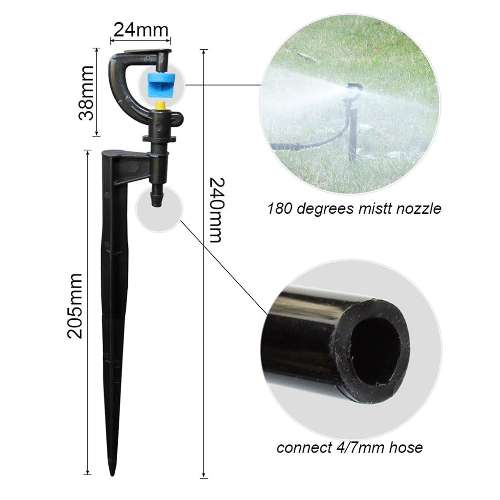 50 Sztuk 180 Stopni Dyszy Załamania Załamania, Na 20 Cm Połączenie Stawki 4/7 Mm Ogród Ogrodowy Zraszacze Do Nawadniania
