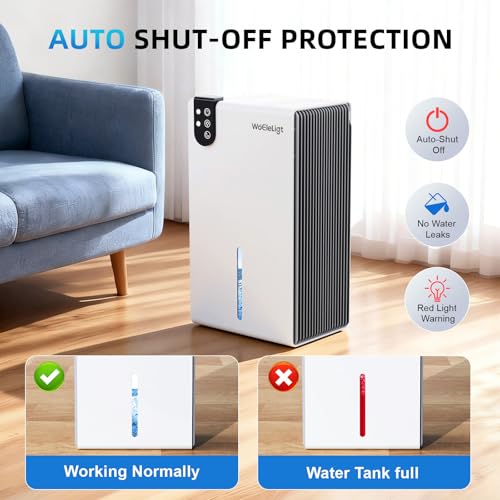 Image of 98 OZ Small Dehumidifier for Home 1000 Sq Ft, Quiet Dehumidifier with Drain Hose, Auto Shut-Off, Sleep Mode, 7-Color Light for Basement, Bedroom, Bathroom, Closet, RV (Sliver White)