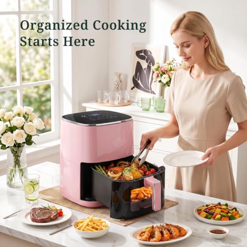 Image of Air Fryer, 6QT Airfryer with Viewing Window, 12-in-1 Digital Air Fryer Oven, 400F Fast Heating, Nonstick & Dishwasher Safe Square Basket, Air Fry, Roast, Bake, Reheat, Dehydrate for Family Meals
