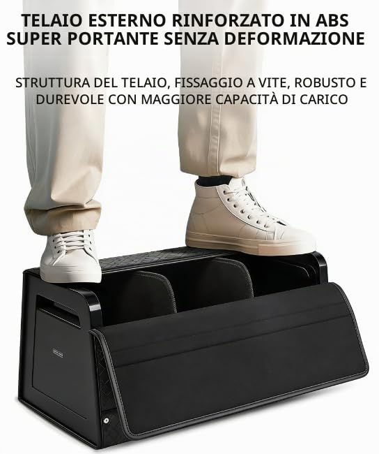 Organizer per bagagliaio, contenitore con coperchio, vano portaoggetti per auto, pieghevole, coperchio magnetico, impermeabile, adatto per autovetture, SUV, autocarri, nero
