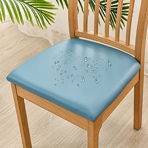 Bestenrose Dining Chair Covers for Set of 6 Waterproof Seat Slipcover PU leather Seat Covers for Dining Room kitchen Chairs Removable Chair Seat Cushion Cover with Fixing Buckle - Image 2