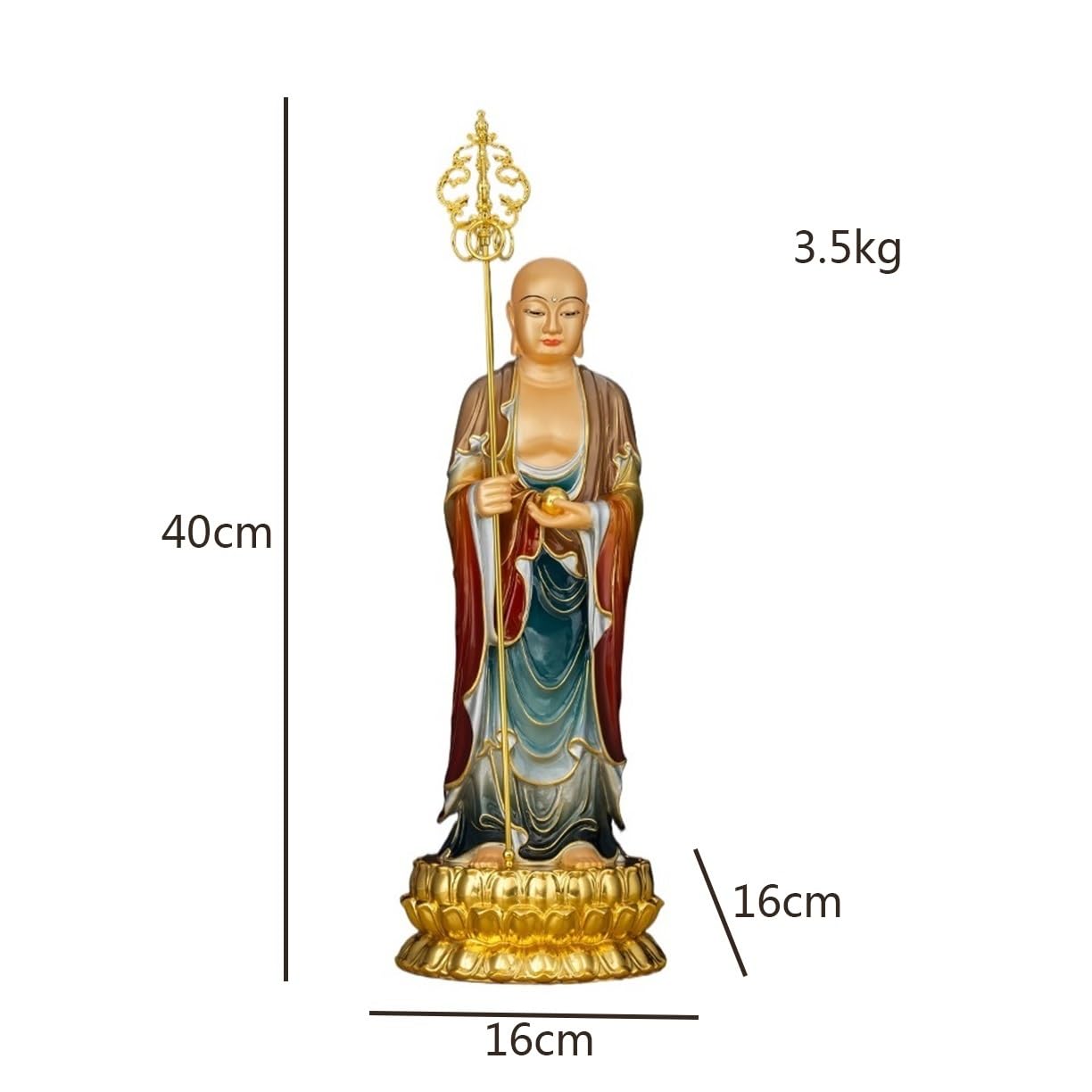 Figuras de Budas Estatua de Buda de Cobre Puro for Sala de Estar, Adorno de pie, decoración Feng Shui Budas Decorativos(Pequeño)