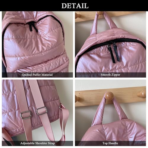 Image of Puffy Backpack Fashion Lightweight Quilted Puffer Backpack Purse for Women Casual Daily Carry on Daypack (Black)