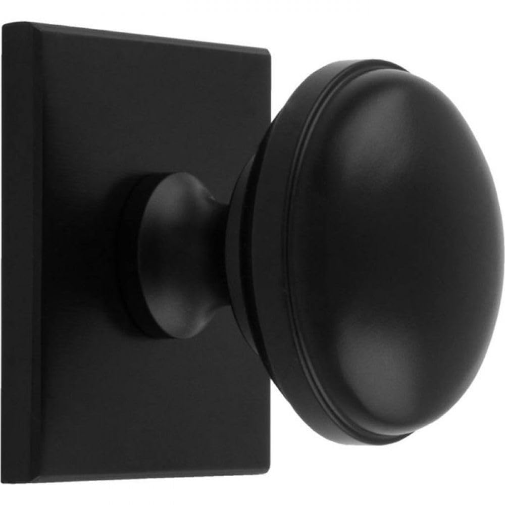 Carlisle Brass Harmonise Warwick Cupboard Knob on Square Backplate (Matt Black)
