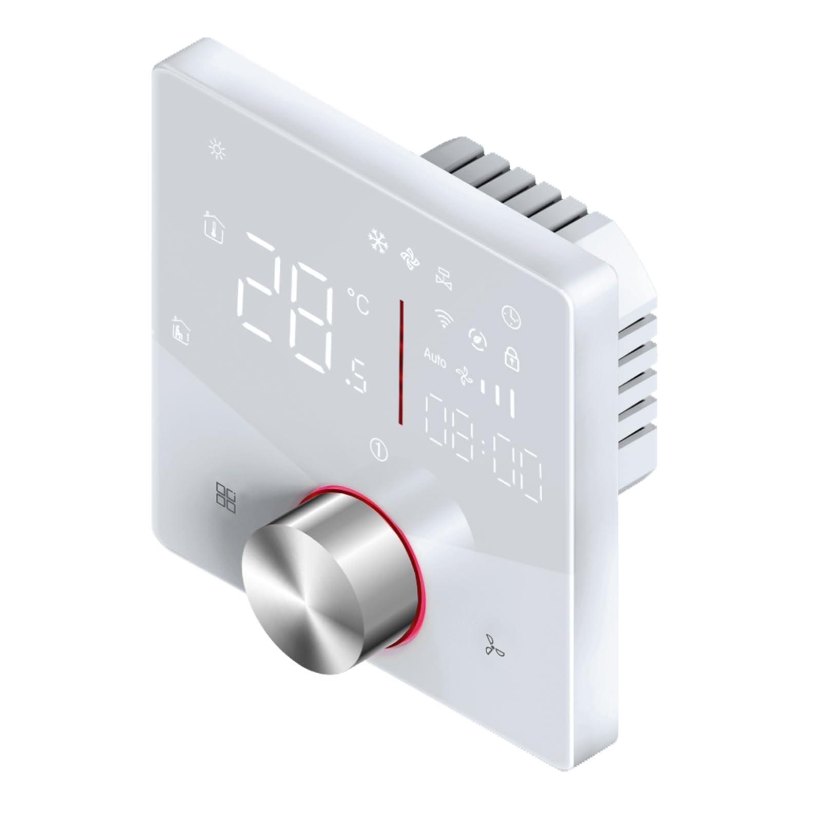 Bediffer Termostat Wi-Fi Energooszczędny Panel Sterowania LED Touch 5 i 2 Programowalny do Nowoczesnej Dekoracji Wnętrz (Biały)