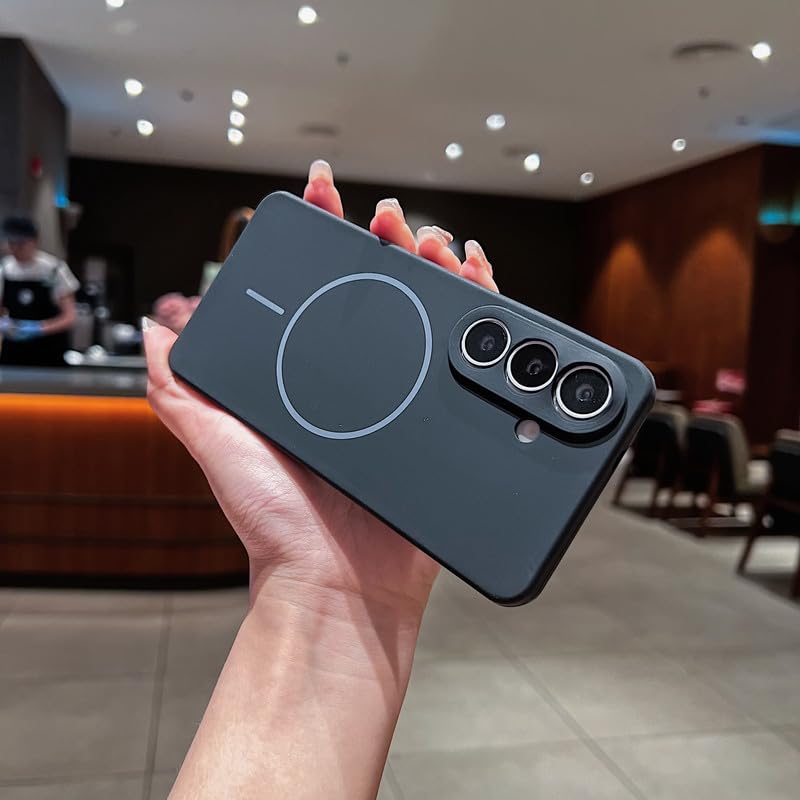 Image of LuxuryKase Silicone Magnetic Case for Samsung Galaxy S26 Plus | Soft Microfiber Lining | MagSafe Support | Shockproof Protective Cover | Precise Cutouts | Slim Fit Design - Black