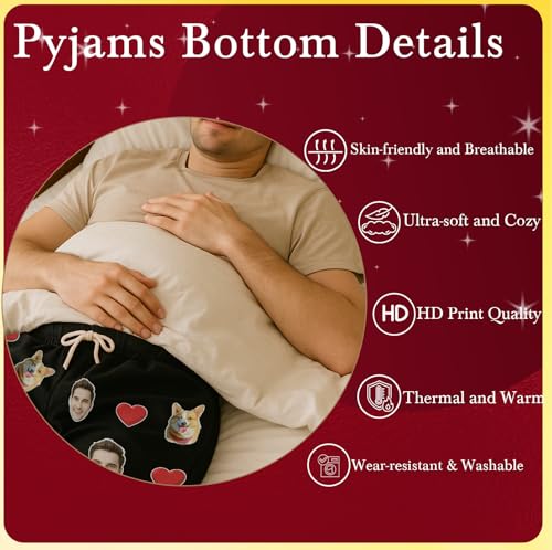 Custom Pajama Pants with Photo for Men Women Personalized Face PJs with Pet, Funny Custom Gift for Christmas4