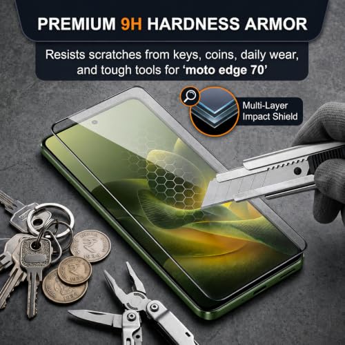 Image of Tempered Glass for Motorola Edge 70 | 9H Military-Grade Hardness | Edge-to-Edge Coverage | Bubble-Free HD Clear Screen Protector | Anti-Scratch & Fingerprint Resistant