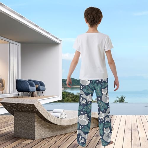 visesunny Boys' Pants Cute Polar Fox Pine Tree Jogger Pants Elastic Waist Long Bottoms Trousers with Pockets3