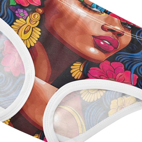 Beautiful Black Woman Flowers Little Girl Panties Toddler Girls Underwear Cotton Animal Briefs Underpants 2t4