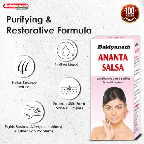 Image of Baidyanath Anant Salsa - 220 ml (pack of 2) | Herbal Extract for Enhancing Skin Care | Blood Purification, and Hair Health |, 440 Grams