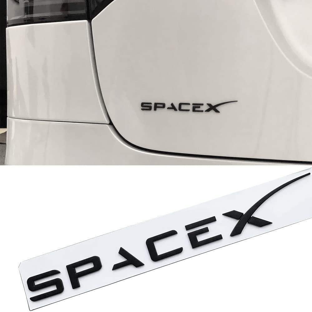 3D Raised Logo Tailgate Insert Letters Rear Emblems for Tesla Model 3/S/X Tailgate Letters Emblems with 3M Adhesive Insert,SpaceX,Matt Black