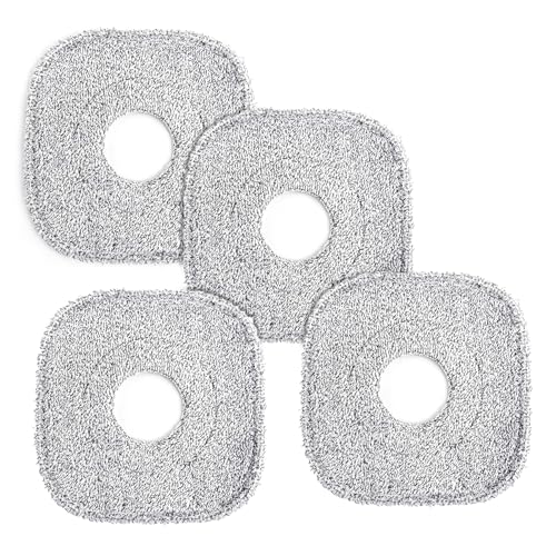Image of Crystals Mop Head Replacement – 4 Pack Square Microfiber Refill Pads Compatible with Flat Floor Mops – Deep Cleaning, Machine Washable, Easy to Attach