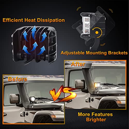 Hoyuza Side Shooter Pod Lights 4 Inch Dual Side Yellow Strobe Led Cube Lights For Farm Tractor Plow Truck Atv Utv 4X4 #TOP2