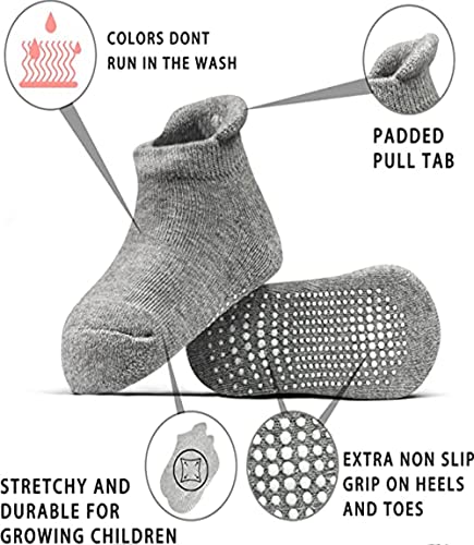 Clowora Baby Boys Girls Non Slip Socks,Infant Toddler Kids Grip Ankle Stretch Socks for Kids 6 Pairs4